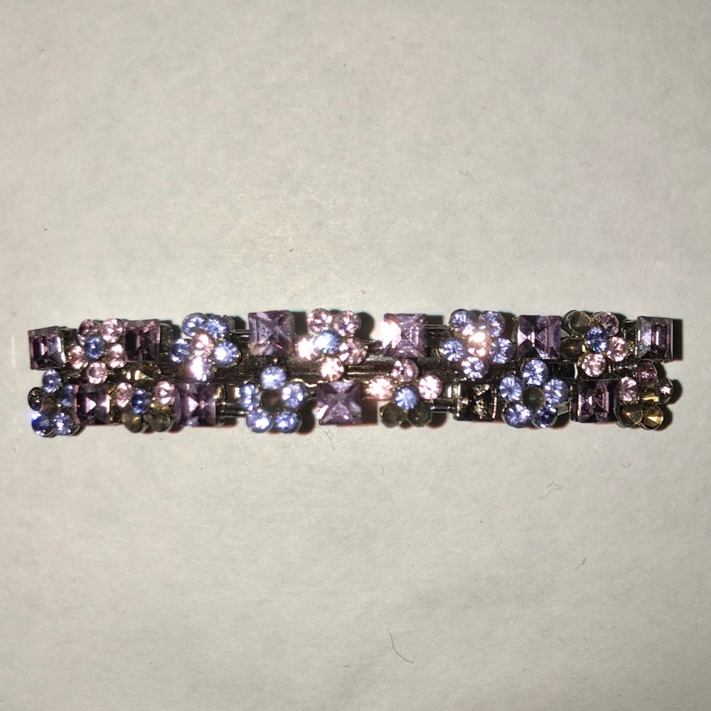 ✨👏Sparkly crystal pink & lavender flower clip